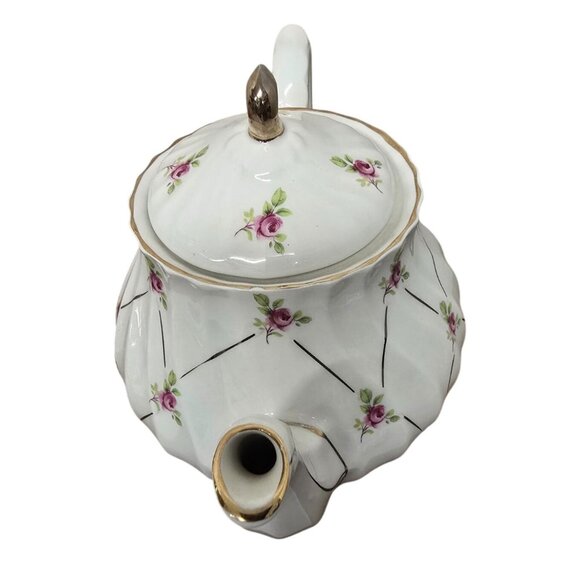 Vintage Sadler England Floral Rose Gold Porcelain Teapot - Picture 4 of 9